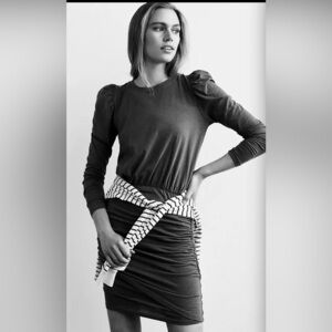 Anthropologie Sundry Ruched Long Sleeve Lightweight Mini NWOT